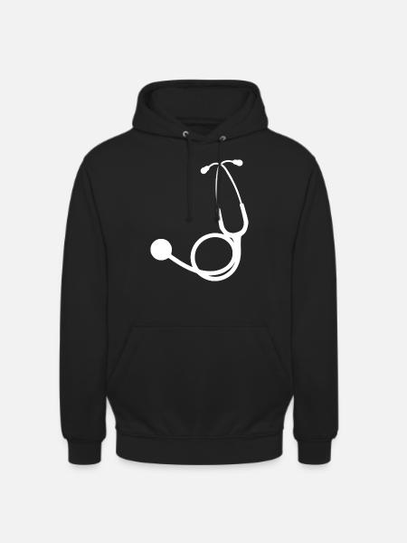 Stethoscope white | Stethoscope white - Unisex Hoodie - black