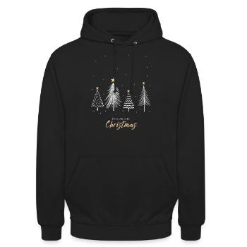 Weihnachtsbäume & Schnee - Unisex Hoodie - Schwarz - Vorne - Alina (178cm) & Michal (187cm)