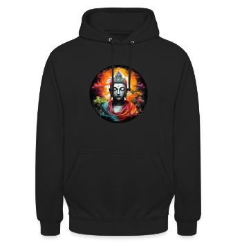 T-shirt Sérénité Bouddha Marque Vibration Positive - Sweat-shirt à capuche unisexe - noir - Devant - Alina (178cm) & Michal (187cm)