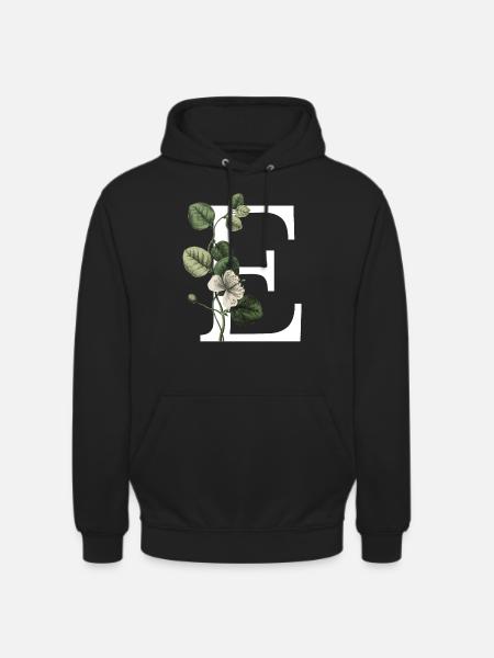 Green Botanical Letter E - Unisex Hoodie - black