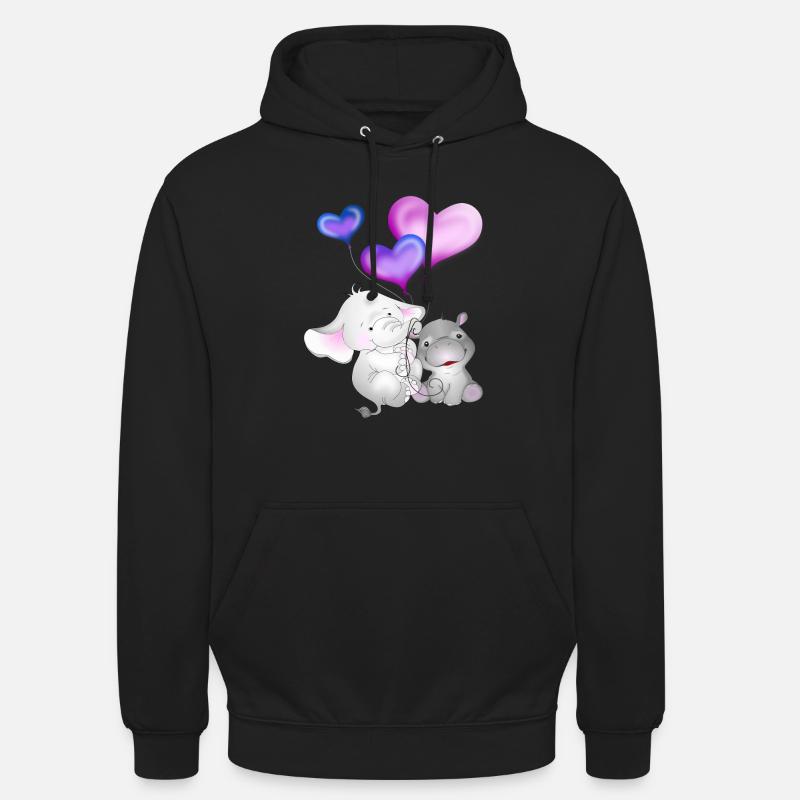 Elefant Luftballon Nilpferd - Unisex Hoodie - Schwarz
