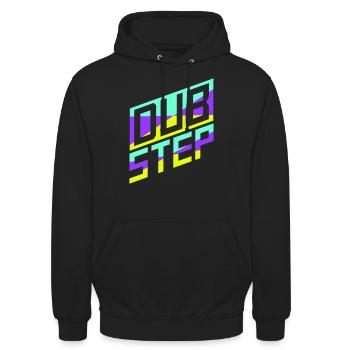 Dub Step Techno Musik Party Club Text Schriftzug - Unisex Hoodie - Schwarz - Vorne - Alina (178cm) & Michal (187cm)