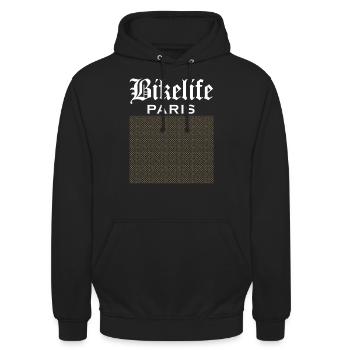 TheRealBikelife Paris Monogramme - Sweat-shirt à capuche unisexe - noir - Devant - Alina (178cm) & Michal (187cm)