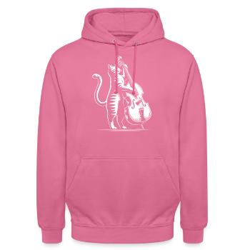 Cat joue de la contrebasse - Sweat-shirt à capuche unisexe - rose - Devant - Alina (178cm) & Michal (187cm)
