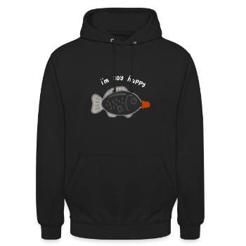 Pippaint Ich bin Soja glücklich - Unisex Hoodie - Schwarz - Vorne - Alina (178cm) & Michal (187cm)