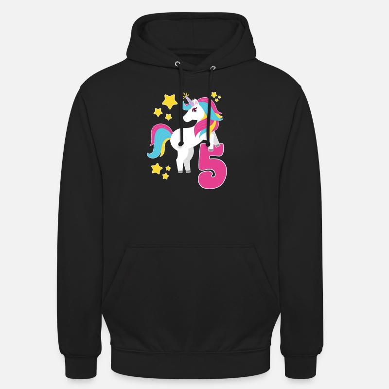 5. Geburtstag Einhorn Ich Bin Schon 5 Geschenk - Unisex Hoodie - Schwarz