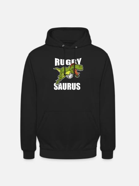 Rugby Saurus T-Rex Rugby Player Dinosaur Fan - Unisex Hoodie - black