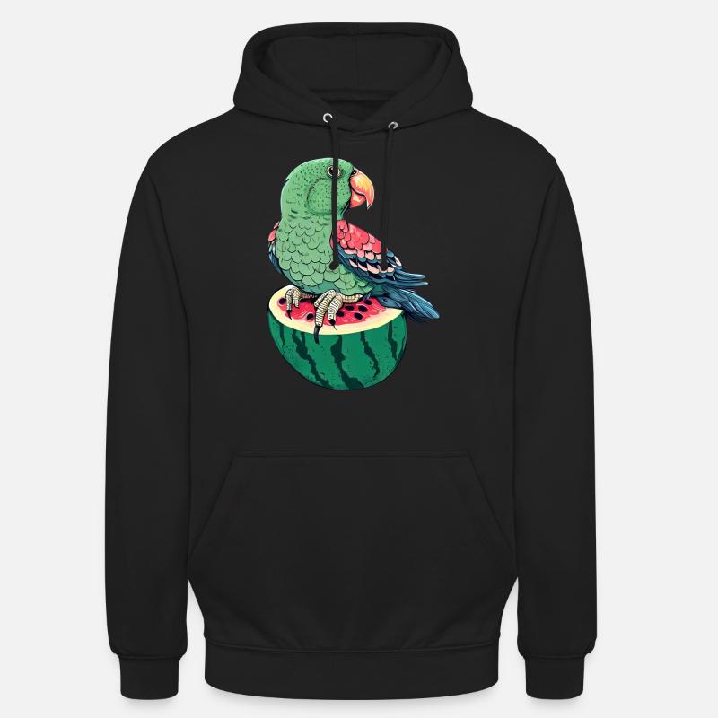 Perroquet rare sur pastèque - Sweat-shirt à capuche unisexe - noir