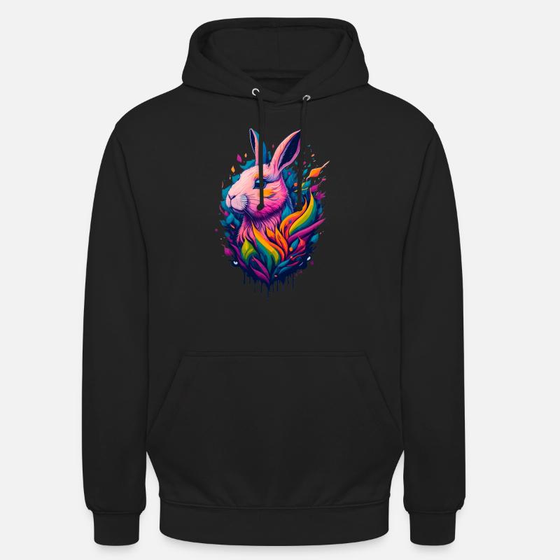 Illustration d’un lapin - Sweat-shirt à capuche unisexe - noir