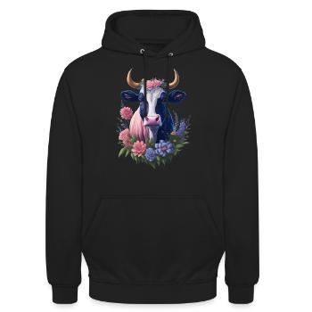 Kuh - Unisex Hoodie - Schwarz - Vorne - Alina (178cm) & Michal (187cm)