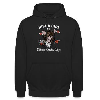 Just A Girl Who Loves Chinese Crested Dogs - Unisex Hoodie - Schwarz - Vorne - Alina (178cm) & Michal (187cm)
