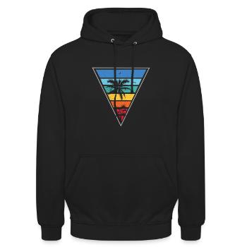 Coucher de soleil rétro - Sweat-shirt à capuche unisexe - noir - Devant - Alina (178cm) & Michal (187cm)