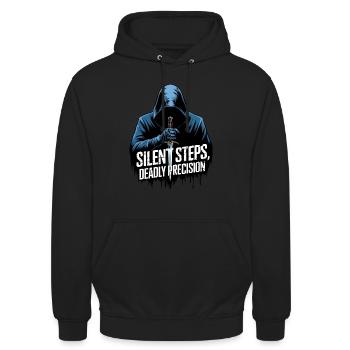 Silent Steps, Deadly Precision - Unisex Hoodie - black - Front - Alina (178cm) & Michal (187cm)