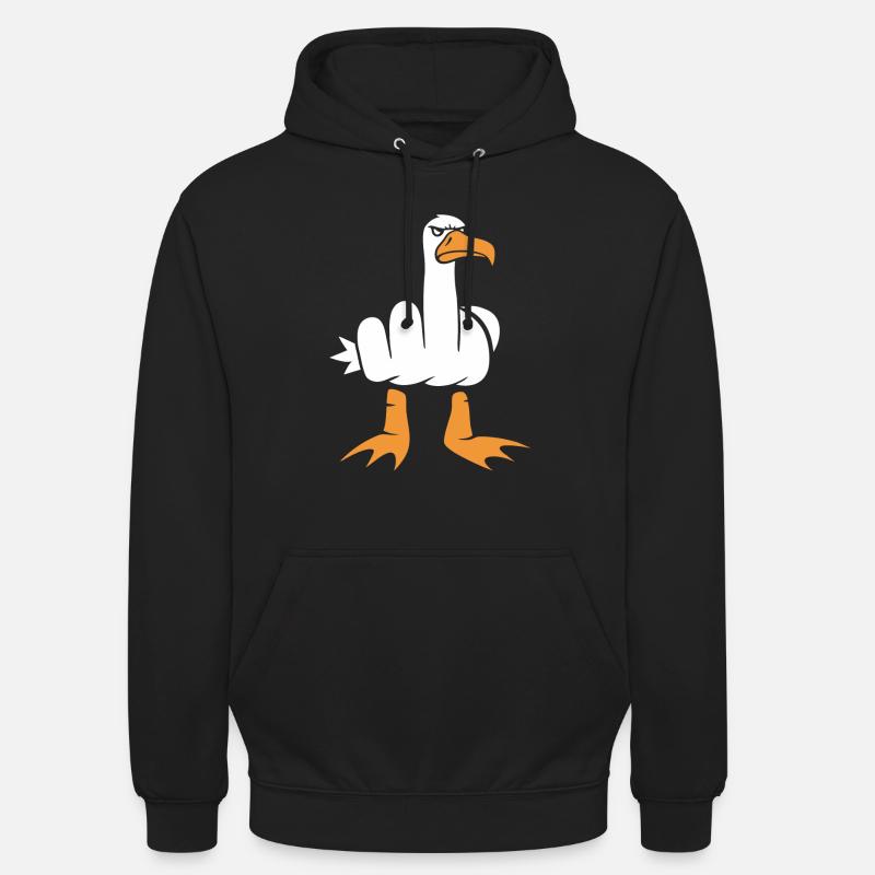 Möwe mit Mittelfinger - Unisex Hoodie - Schwarz