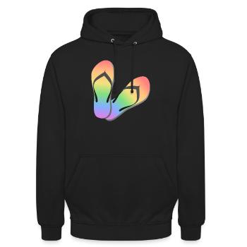 Flip flops Sommer Regenbogen LGBT queer schwul - Unisex Hoodie - Schwarz - Vorne - Alina (178cm) & Michal (187cm)