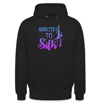Addicted to Silk | Aerial Dancing - Unisex Hoodie - Schwarz - Vorne - Alina (178cm) & Michal (187cm)