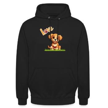 Mein lieber Welpe - Unisex Hoodie - Schwarz - Vorne - Alina (178cm) & Michal (187cm)