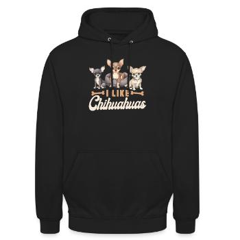 Chihuahua Chihuahueño I Like - Unisex Hoodie - black - Front - Alina (178cm) & Michal (187cm)