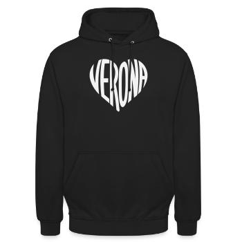 Typographie du cœur de Vérone - Sweat-shirt à capuche unisexe - noir - Devant - Alina (178cm) & Michal (187cm)