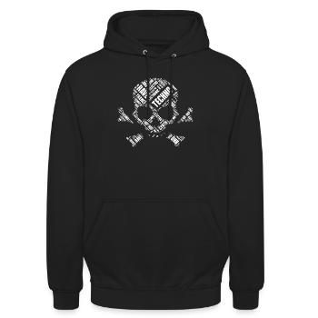 Techno-Schädel-Wortwolke - Unisex Hoodie - Schwarz - Vorne - Alina (178cm) & Michal (187cm)