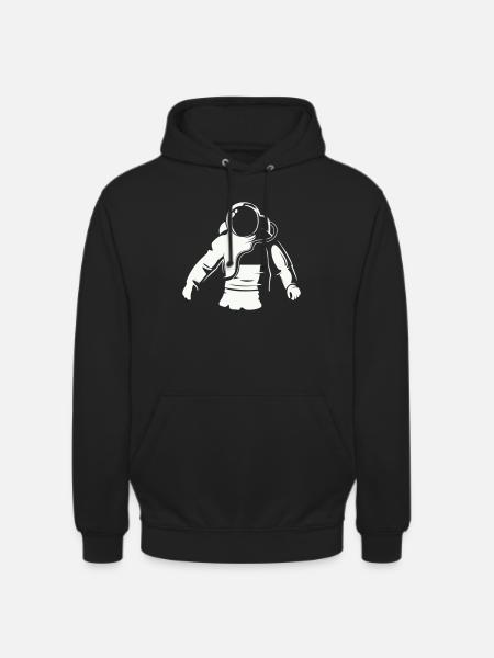 Astronaut Silhouette Minimalstil - Unisex Hoodie - Schwarz