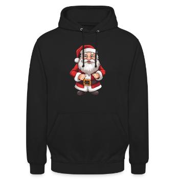 Putziger Weihnachtsmann mit Bart und Mütze - Unisex Hoodie - Schwarz - Vorne - Alina (178cm) & Michal (187cm)