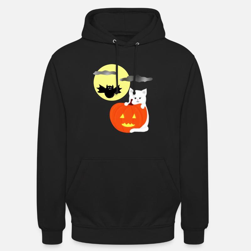 Lune d’Halloween avec chat - Sweat-shirt à capuche unisexe - noir