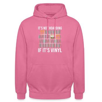 It's Not Hoarding If It's Vinyl Vintage Records - Unisex Hoodie - Pink - Vorne - Alina (178cm) & Michal (187cm)