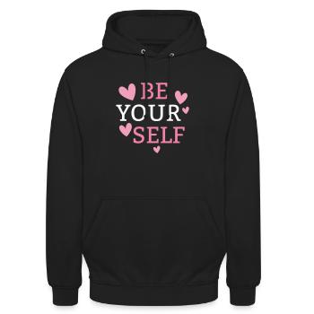 be yourself - Unisex Hoodie - Schwarz - Vorne - Alina (178cm) & Michal (187cm)