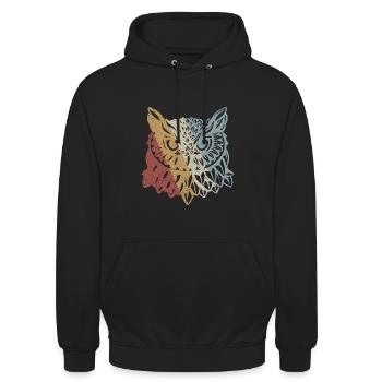 Owl Retro Style Vintage - Sweat-shirt à capuche unisexe - noir - Devant - Alina (178cm) & Michal (187cm)