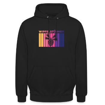 Wipfelstürmer, Zapfenpflücker Design - Unisex Hoodie - Schwarz - Vorne - Alina (178cm) & Michal (187cm)