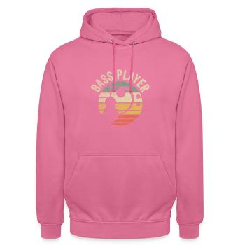 Joueur de guitare basse Vintage Bass Clef Bassist Gift - Sweat-shirt à capuche unisexe - rose - Devant - Alina (178cm) & Michal (187cm)