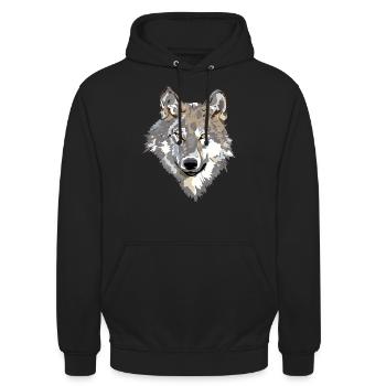 Wolf - Unisex Hoodie - Schwarz - Vorne - Alina (178cm) & Michal (187cm)