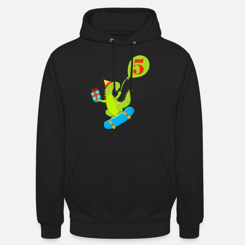 5e anniversaire dinosaure mignon - Sweat-shirt à capuche unisexe - noir