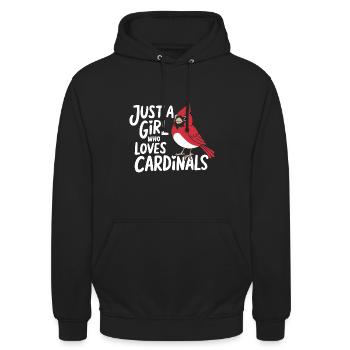 Cardinal Rouge Cardinal Vogel Rouge Cardinal - Sweat-shirt à capuche unisexe - noir - Devant - Alina (178cm) & Michal (187cm)