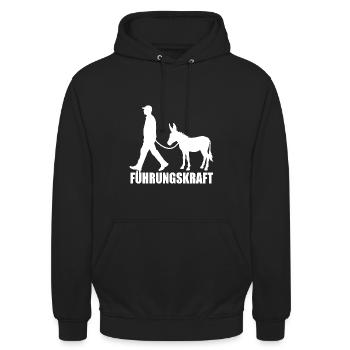 Esel - Führungskraft - Landwirtschaft Geschenk - Unisex Hoodie - Schwarz - Vorne - Alina (178cm) & Michal (187cm)
