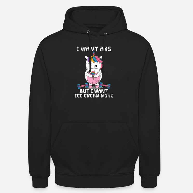 Einhorn Eis Hanteln Geschenk - Unisex Hoodie - Schwarz