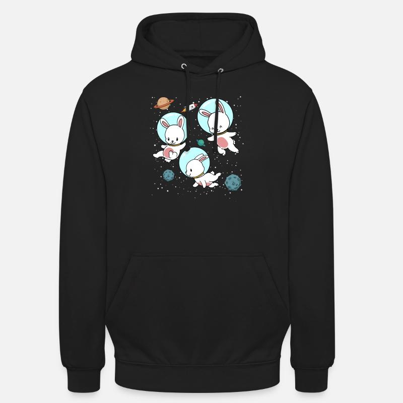 Cadeau espace espace astronaute lapin - Sweat-shirt à capuche unisexe - noir