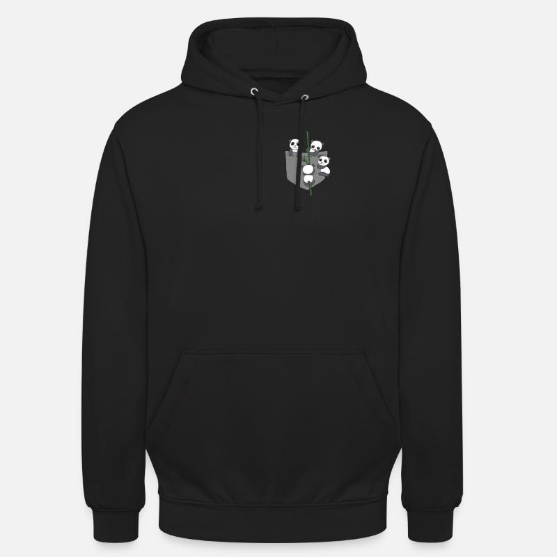 Panda dans la poche de poitrine - Sweat-shirt à capuche unisexe - noir