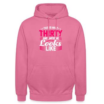 30. Geburtstag - Unisex Hoodie - Pink - Vorne - Alina (178cm) & Michal (187cm)