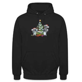 Koala Weihnachten Lustiges Weihnachts Geschenk - Unisex Hoodie - Schwarz - Vorne - Alina (178cm) & Michal (187cm)