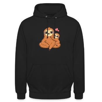 luiaard - Uniseks hoodie - zwart - Voor - Alina (178cm) & Michal (187cm)