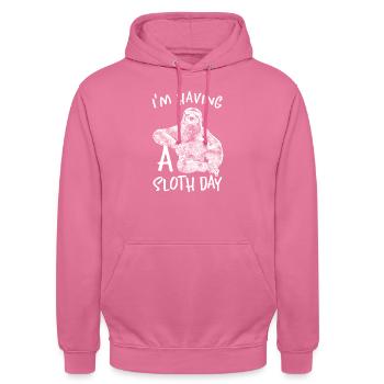 luiaard - Uniseks hoodie - pink - Voor - Alina (178cm) & Michal (187cm)