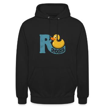 Rente Ente 2025 - Ruhestand - Pension - Unisex Hoodie - Schwarz - Vorne - Alina (178cm) & Michal (187cm)