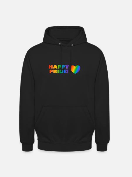 Happy Pride Rainbow Heart LGBTQ - Unisex Hoodie - 