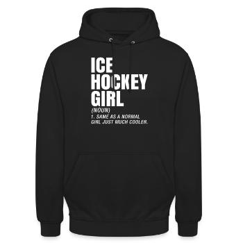Ice Hockey Girl Definition Bedeutung Shirt - Unisex Hoodie - Schwarz - Vorne - Alina (178cm) & Michal (187cm)