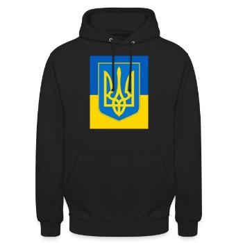 Ukraine - Sweat-shirt à capuche unisexe - noir - Devant - Alina (178cm) & Michal (187cm)