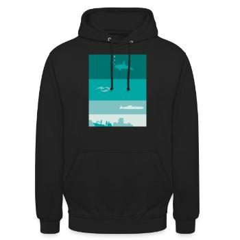 Océan profond - Sweat-shirt à capuche unisexe - noir - Devant - Alina (178cm) & Michal (187cm)