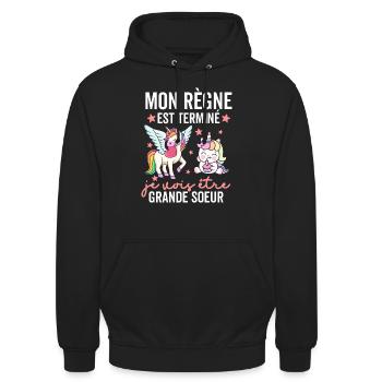 annonce grossesse futur Grande Soeur - Sweat-shirt à capuche unisexe - noir - Devant - Alina (178cm) & Michal (187cm)