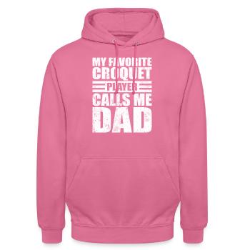 Mein Lieblingskrocketspieler nennt mich Papa Vaters D - Unisex Hoodie - Pink - Vorne - Alina (178cm) & Michal (187cm)